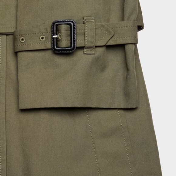 NWT Aritzia New The Finch Mid Trench Coat - City Twill Olive L - Picture 12 of 12